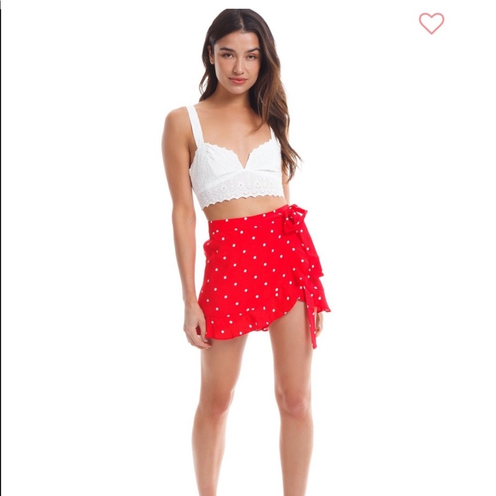 For Love & Lemons Natalia Dot Skort in Red Dot